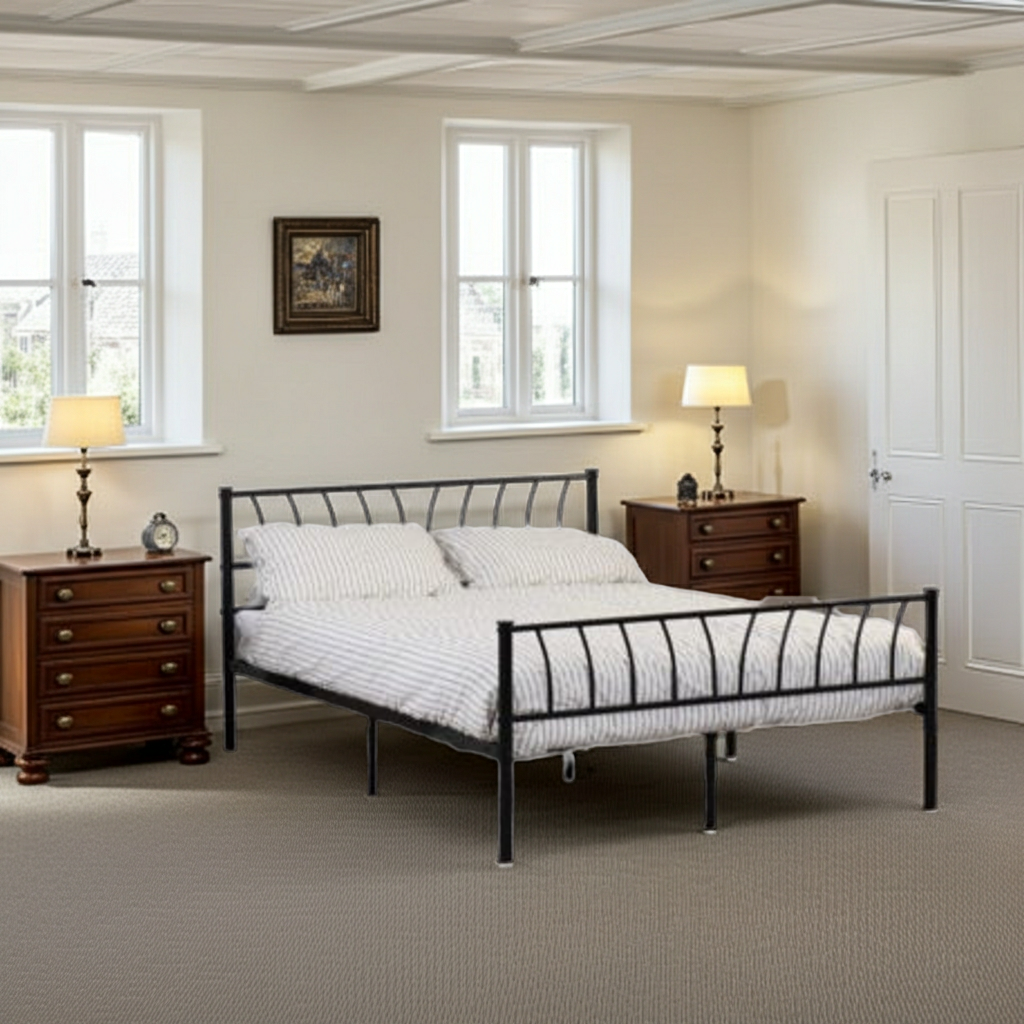 Cheap Double Bed & Mattress Bundle – Harlow Metal Frame