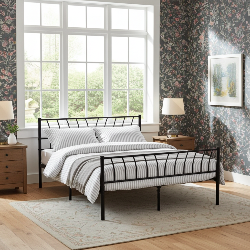 Cheap Double Bed & Mattress Bundle – Harlow Metal Frame