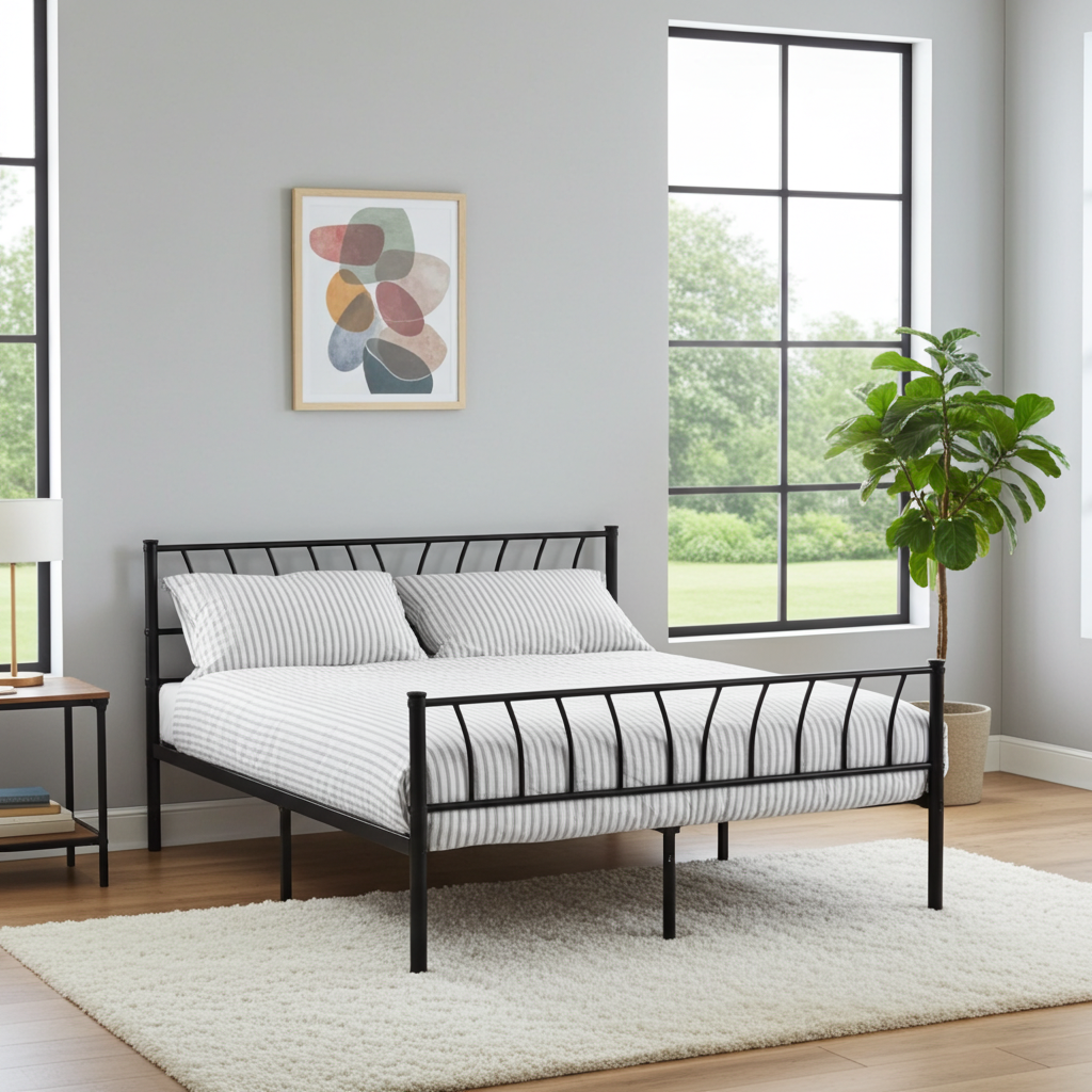 Cheap Double Bed & Mattress Bundle – Harlow Metal Frame
